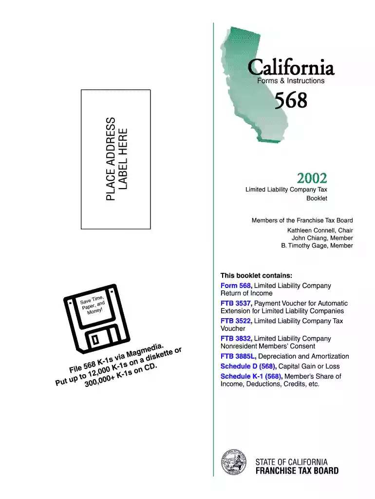 booklet for california tax form 568 2002 Preview on Page 1