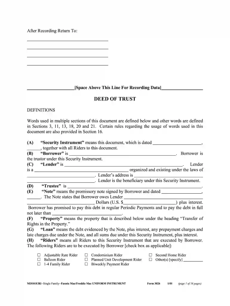 form deed of trust Preview on Page 1