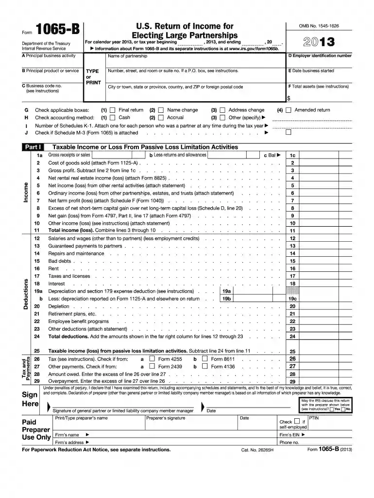 Form 1065 -B - Internal Revenue Service - irs Preview on Page 1