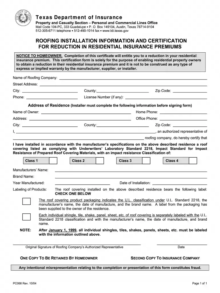 class 4 roof certificate Preview on Page 1