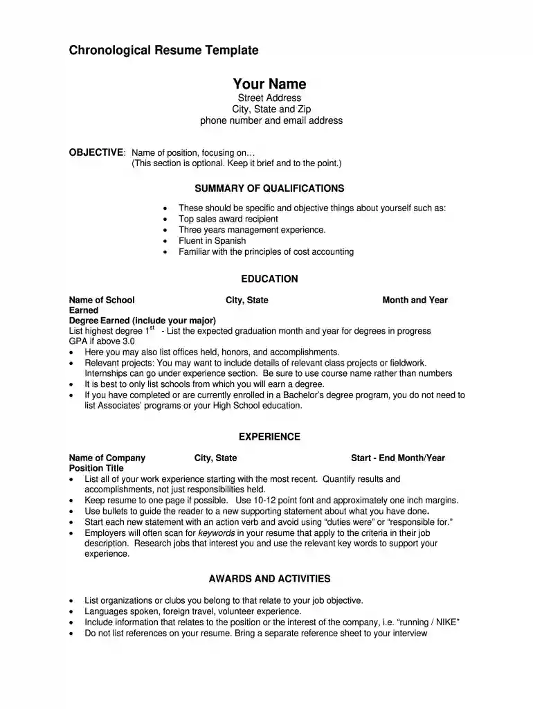 blank resume pdf Preview on Page 1