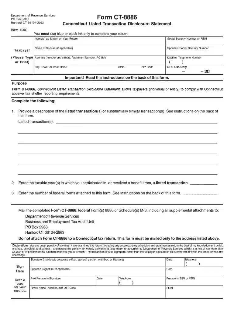 ct disclosure statement 2005 form Preview on Page 1