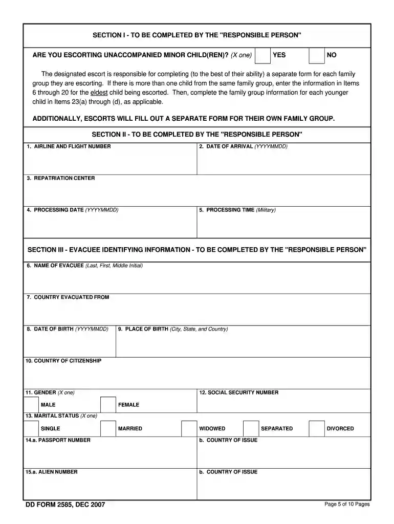online repatriation form Preview on Page 1