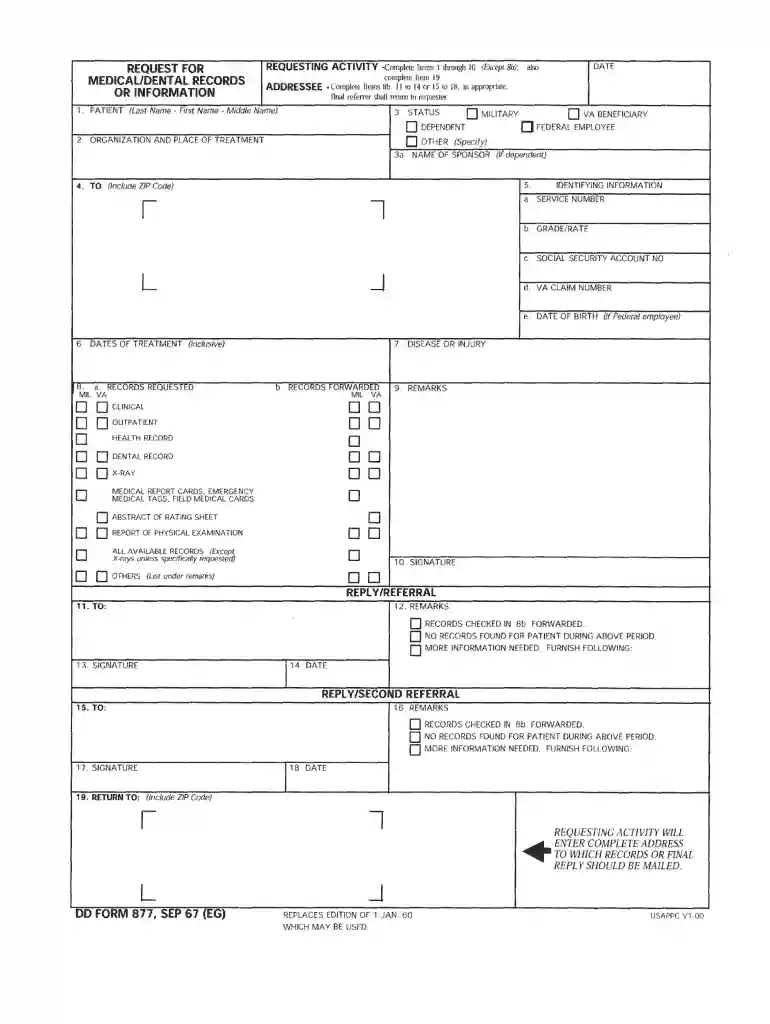 dd form 877 fillable Preview on Page 1