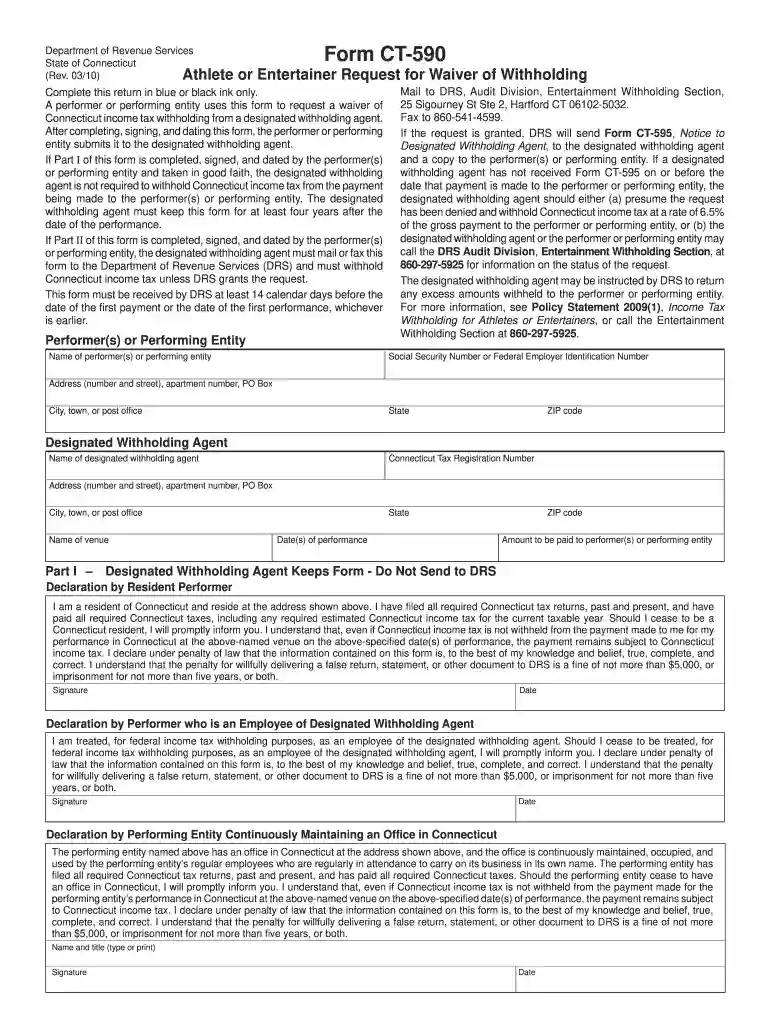 ct 590 form Preview on Page 1