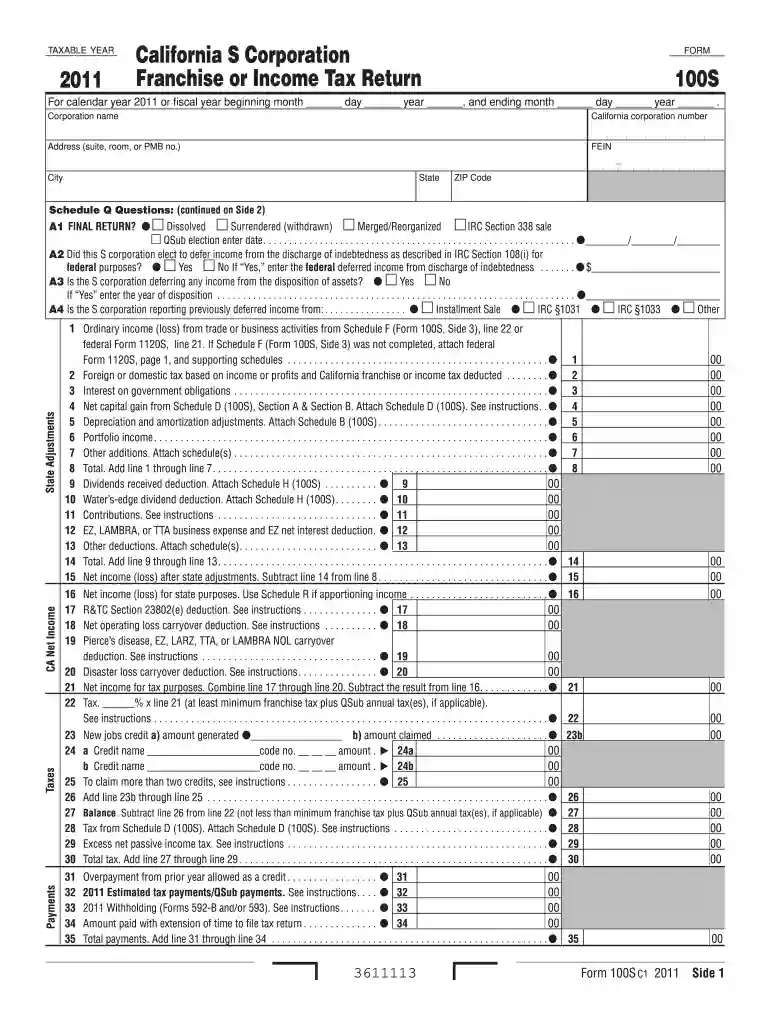 2011 form 100s Preview on Page 1