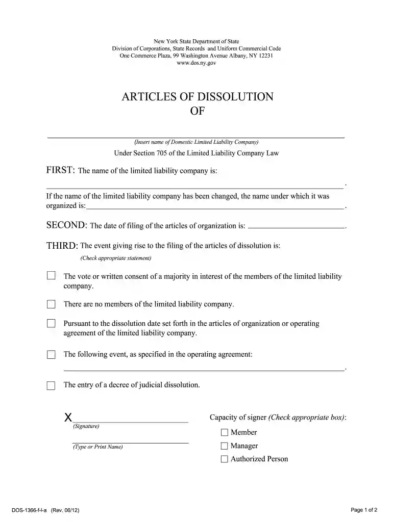 articles of dissolution example Preview on Page 1
