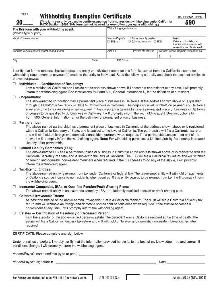 ucla form 590 2003 Preview on Page 1