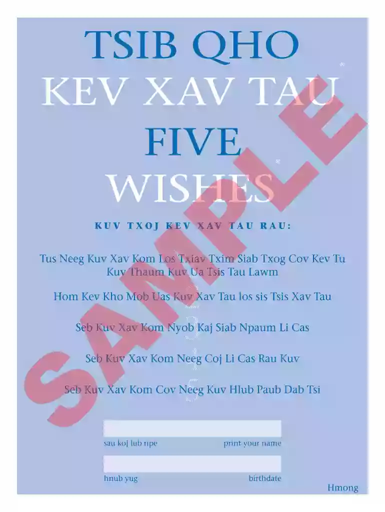 is there a free copy of the five wishes document Preview on Page 1