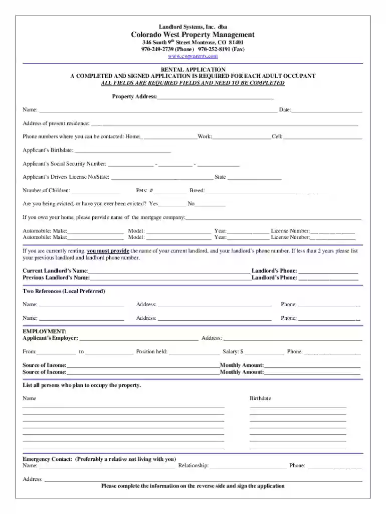 colorado rental application Preview on Page 1