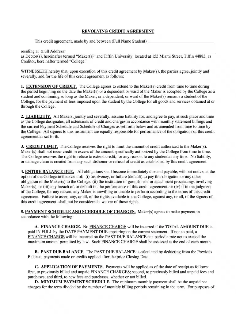 revolving credit agreement Preview on Page 1