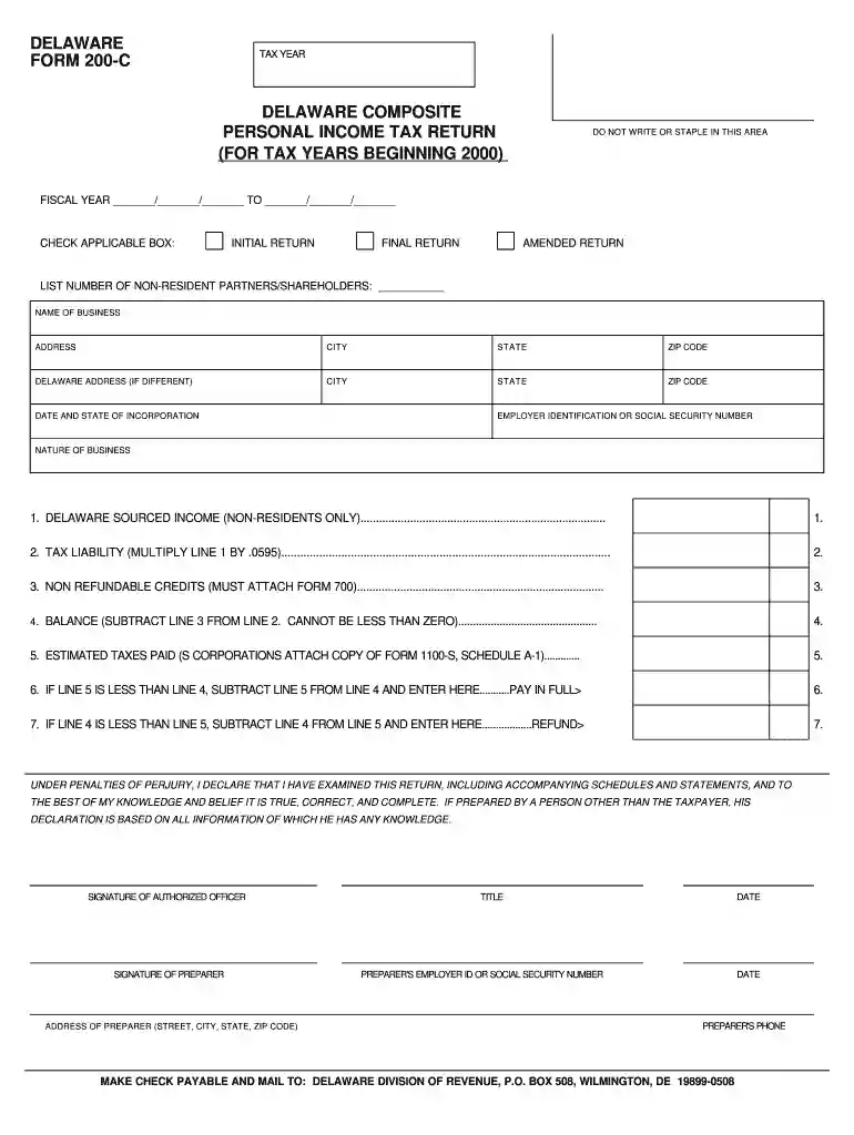 delaware form 200 c Preview on Page 1