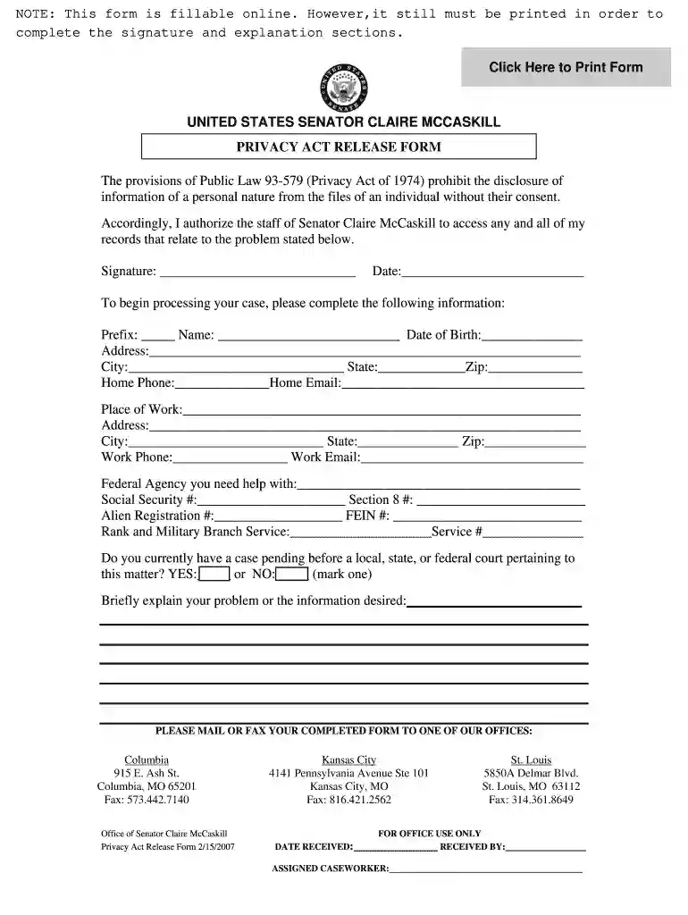 privacy act release form sample Preview on Page 1