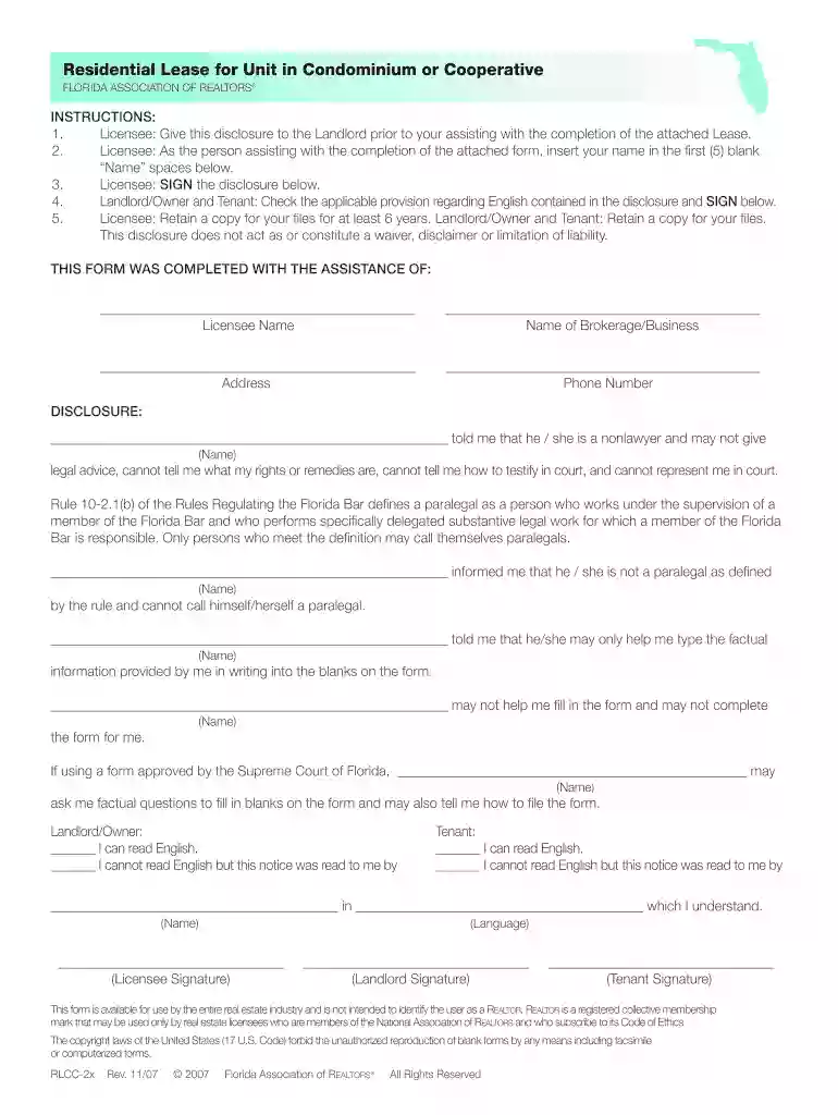 florida condo lease agreement Preview on Page 1