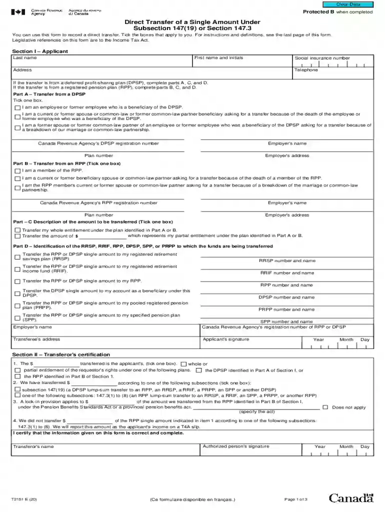 Area III Transferee's certification Part B Transfer from an RPP Preview on Page 1