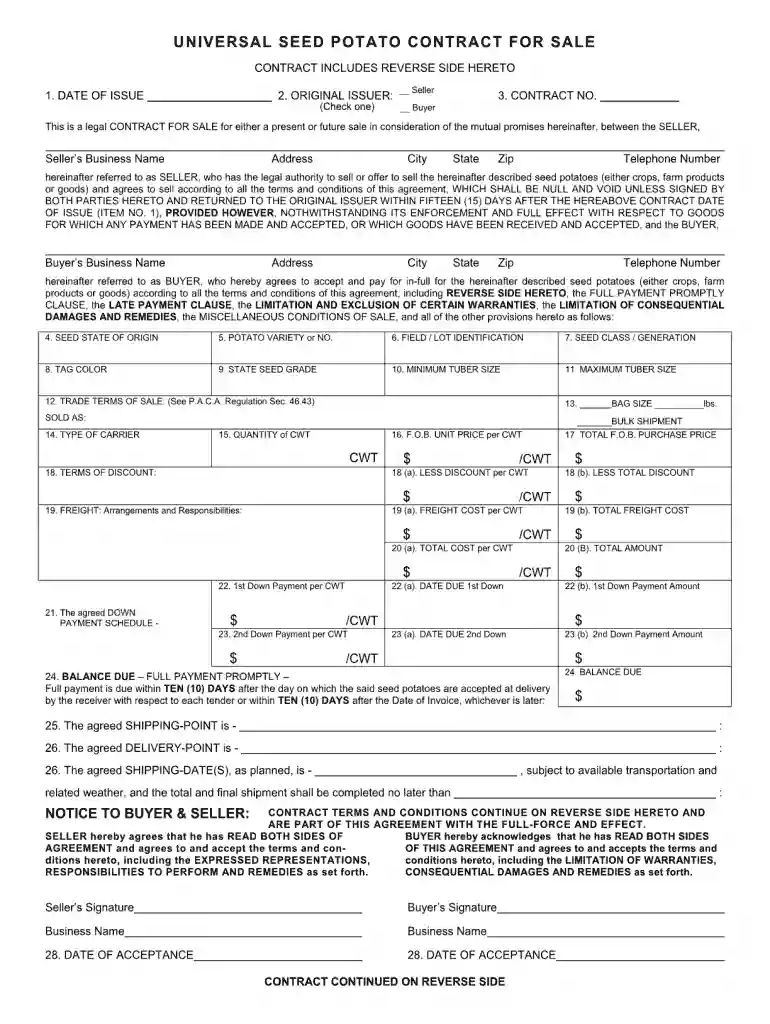 potato contract for Preview on Page 1