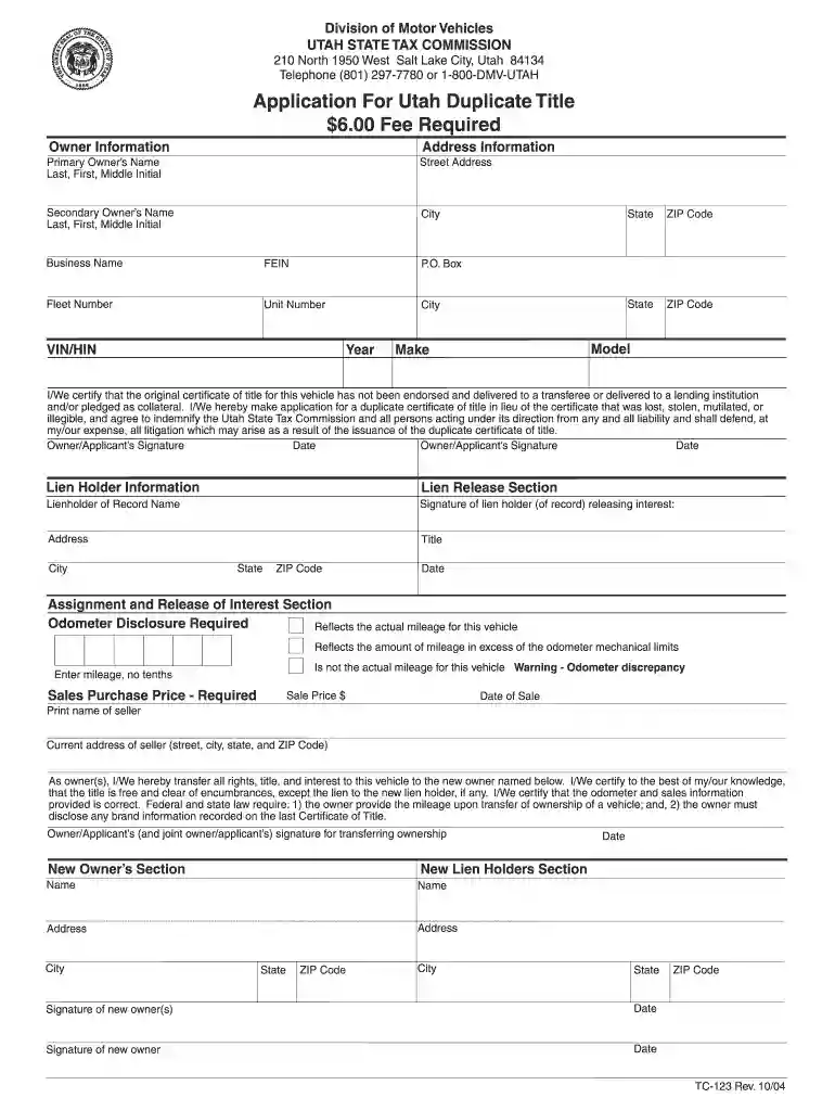 utah duplicate title online Preview on Page 1