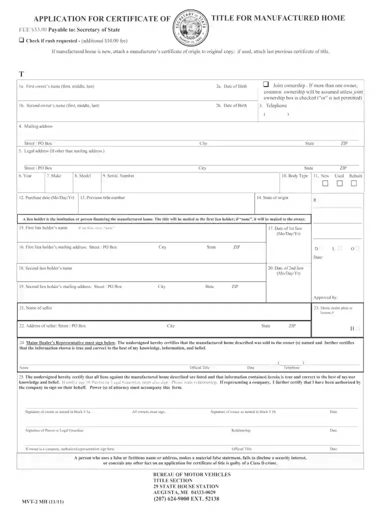 maine title application pdf Preview on Page 1