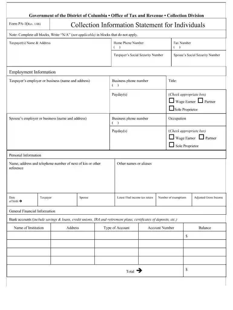 form pa 1 Preview on Page 1
