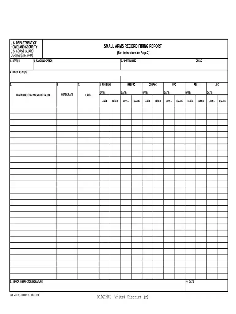 CG3029.PDF. Small Arms Record Firing Report - uscg Preview on Page 1