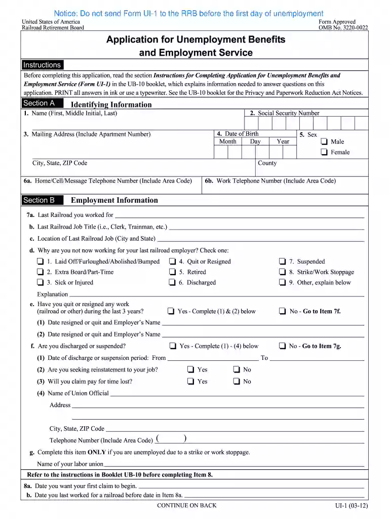 unemployment form Preview on Page 1