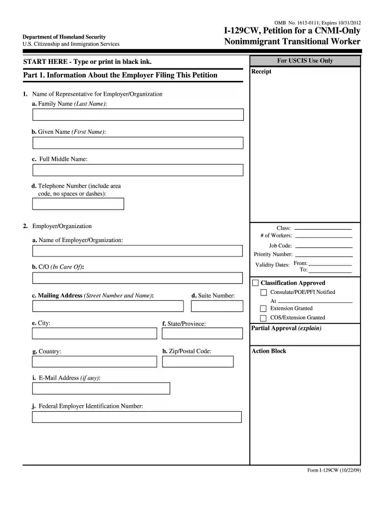 I-129CW, Petition for a CNMI-Only Nonimmigrant ... - USCIS.gov - uscis Preview on Page 1