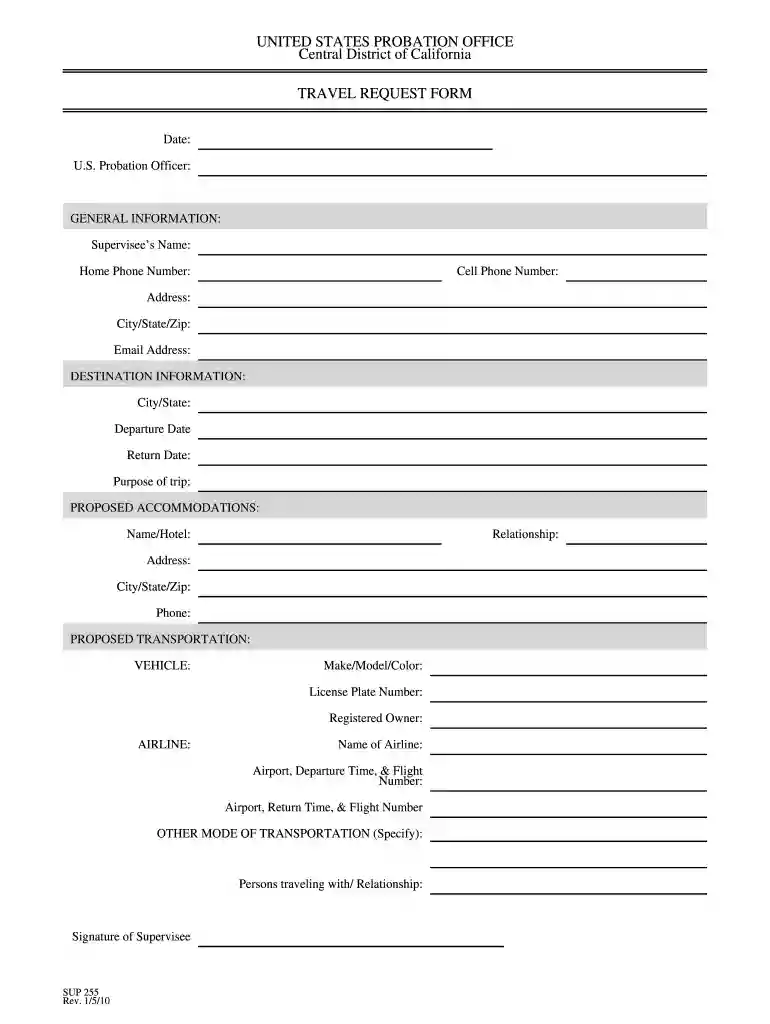 probation travel permit letter Preview on Page 1