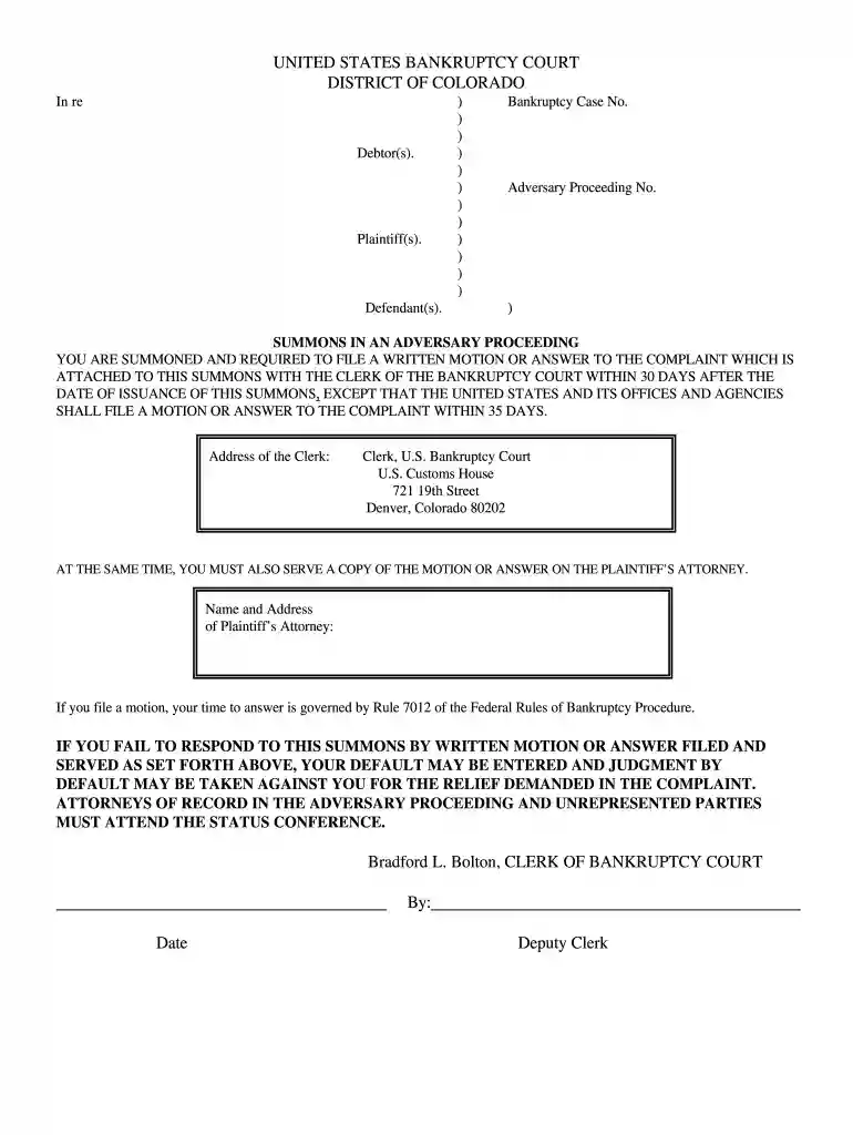 adversary complaint form Preview on Page 1