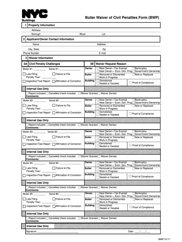 boiler waiver form Preview on Page 1