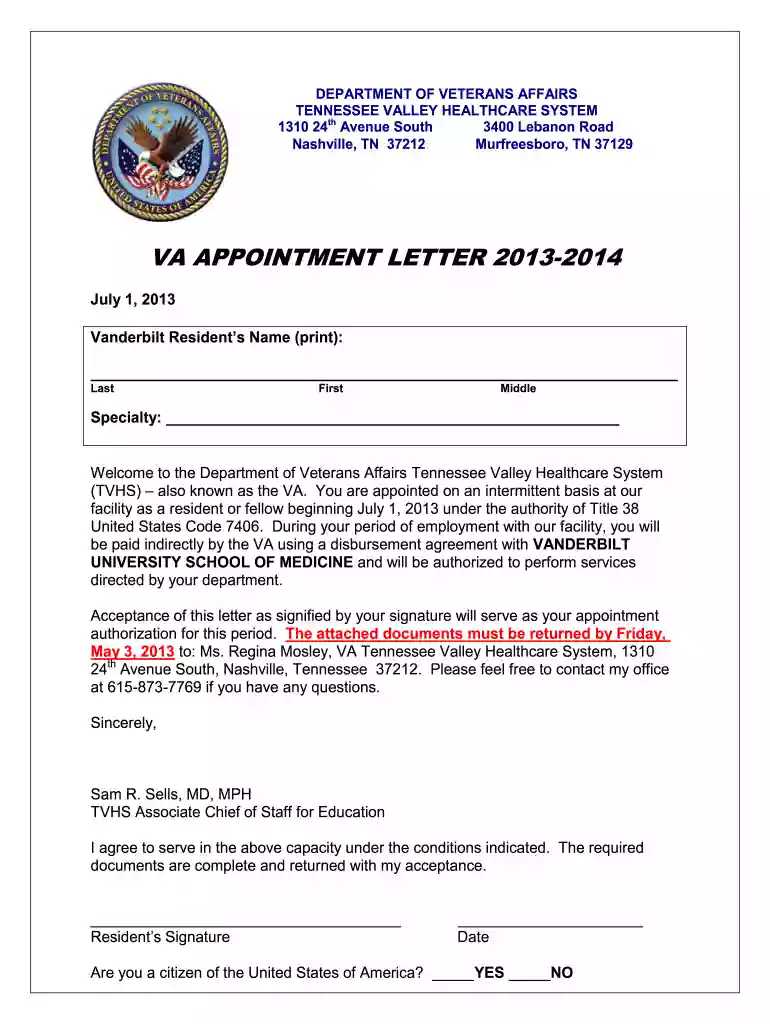 va appointment letter Preview on Page 1