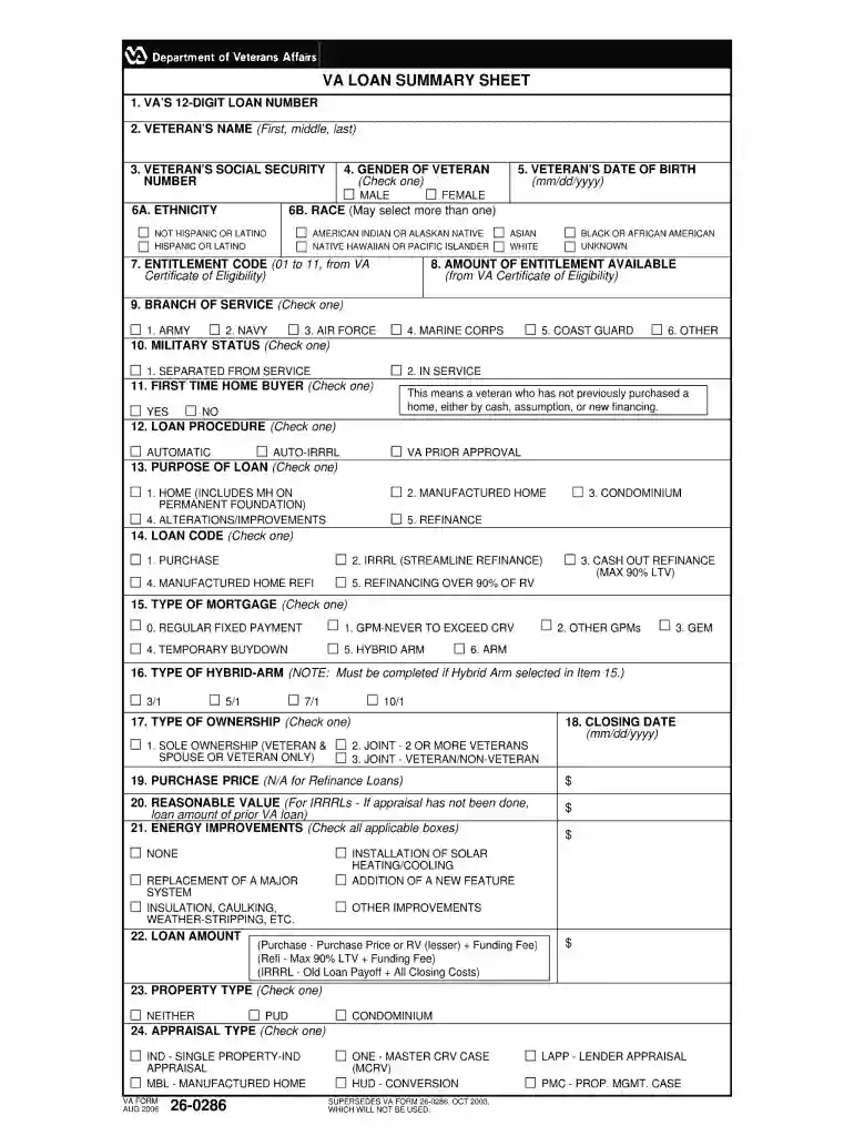 va form 26 0286 Preview on Page 1