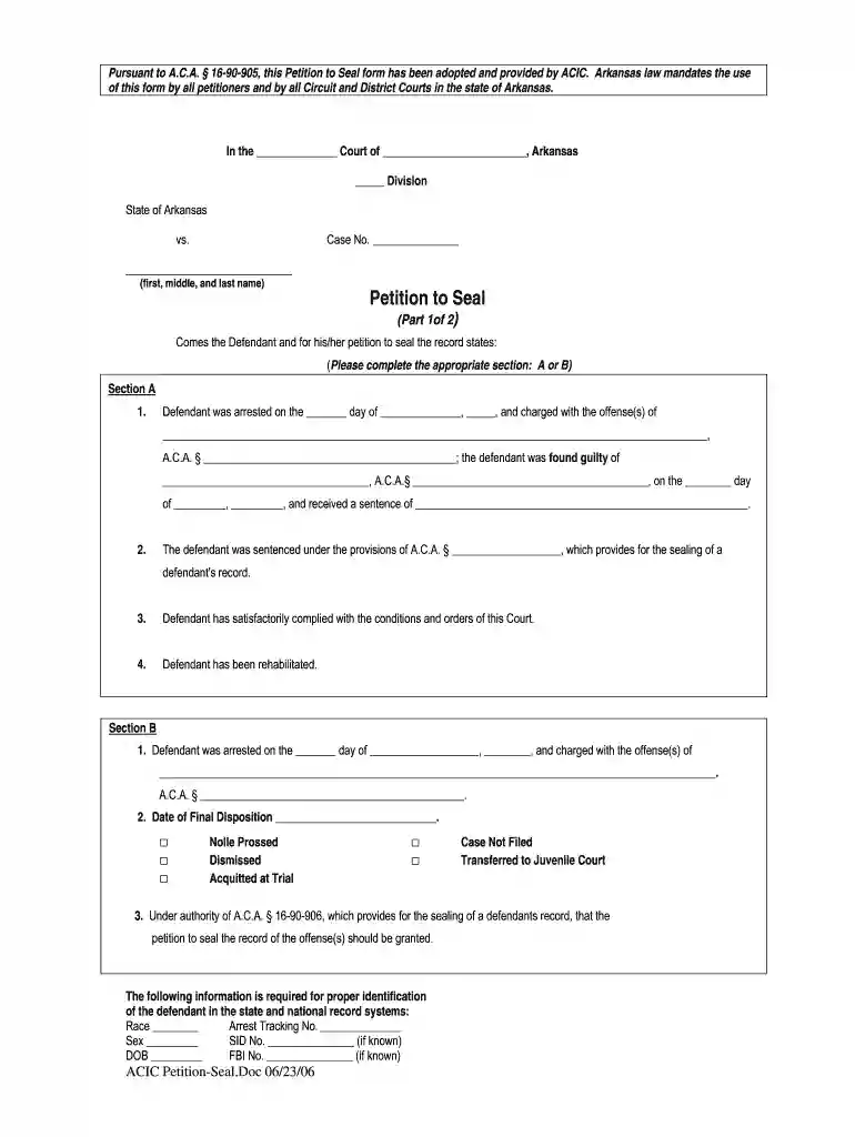 how can i get my record expunged for free in arkansas Preview on Page 1