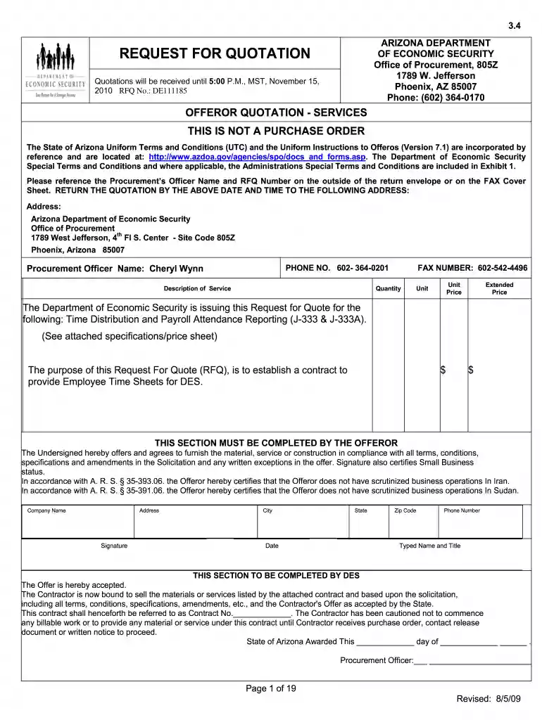 rfq template Preview on Page 1