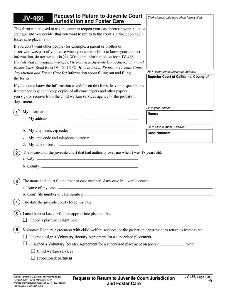 jv 466 2012 form Preview on Page 1