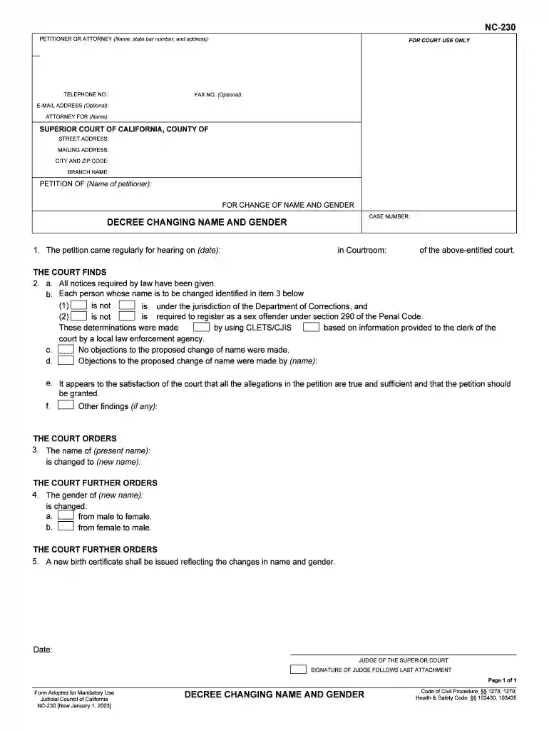 form nc230 Preview on Page 1