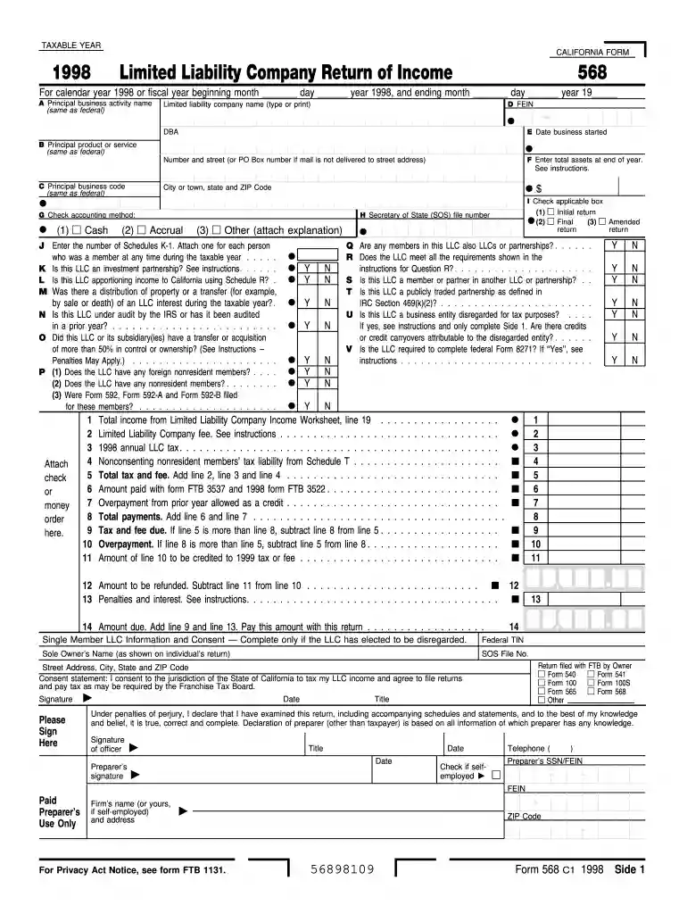 1998 form 568 Preview on Page 1