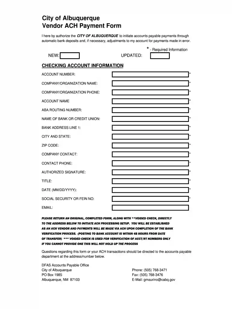 ach enrollment form template Preview on Page 1