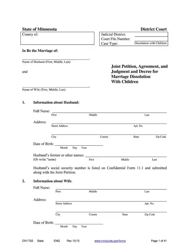 mn divorce forms pdf Preview on Page 1