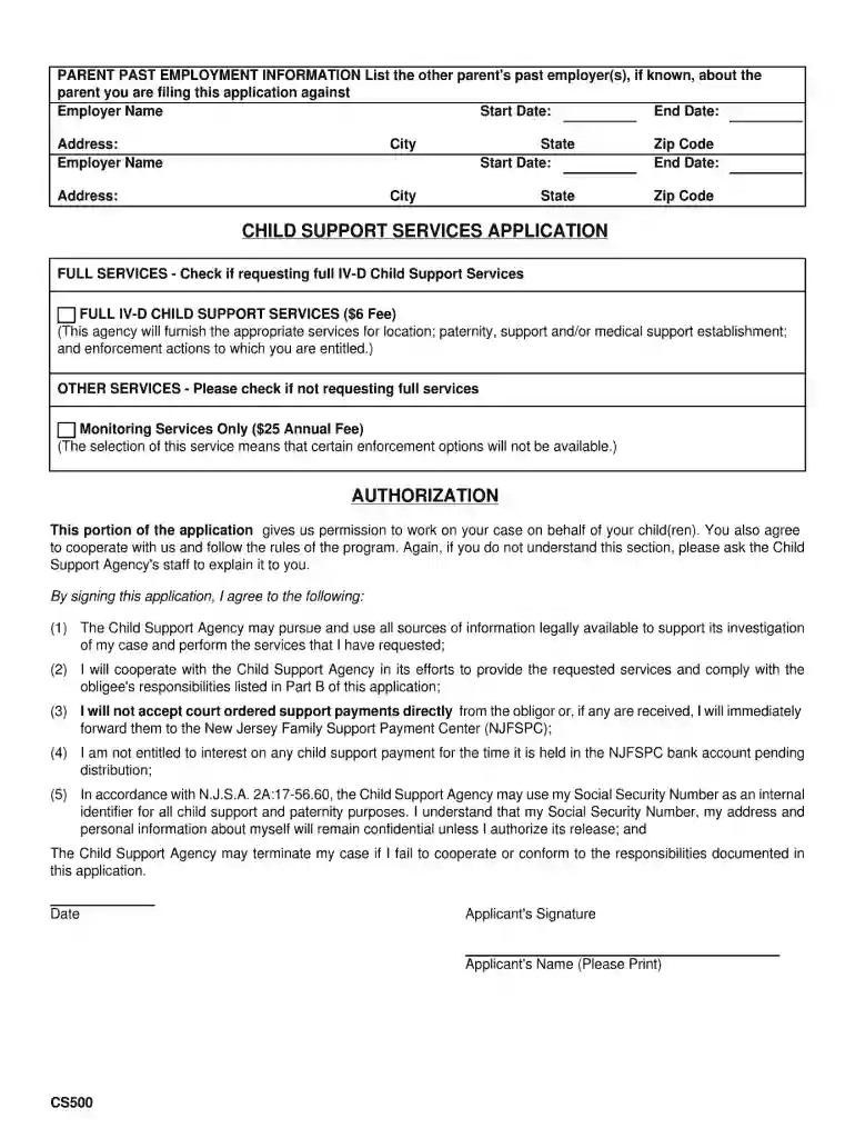 nj child support application pdf Preview on Page 1