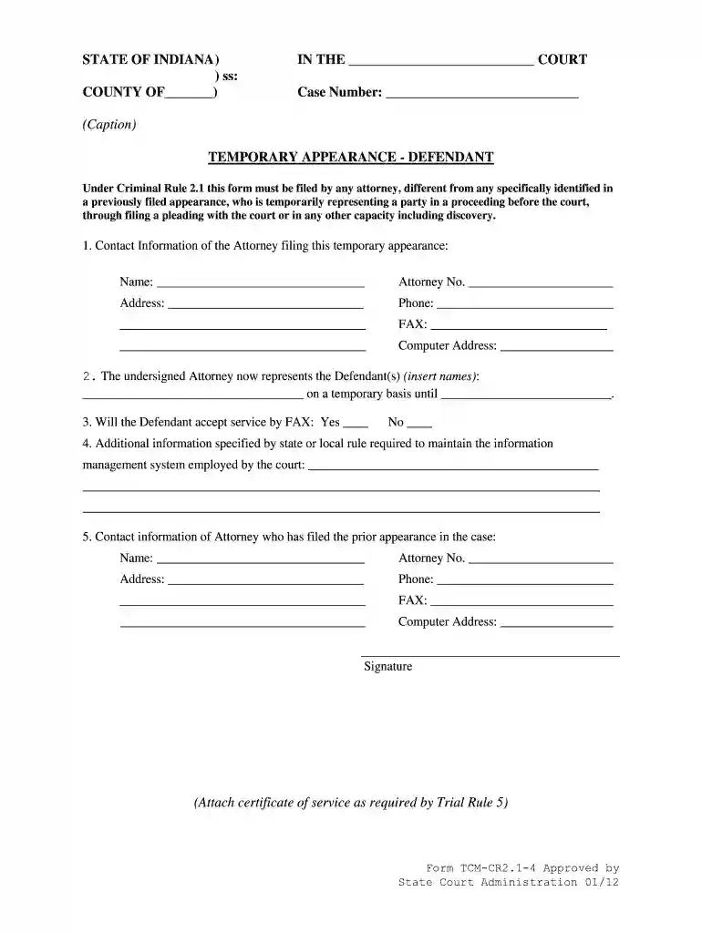 COUNTY OF ) Case Number - State of Indiana - in Preview on Page 1