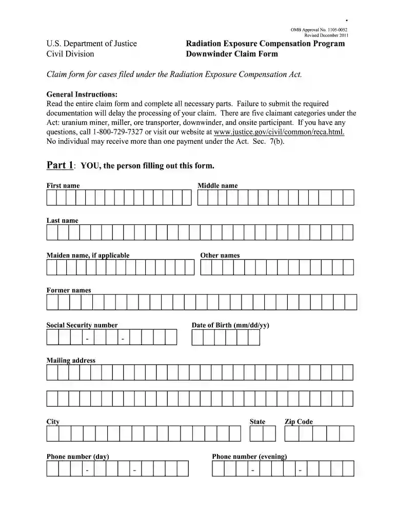 claim form information Preview on Page 1