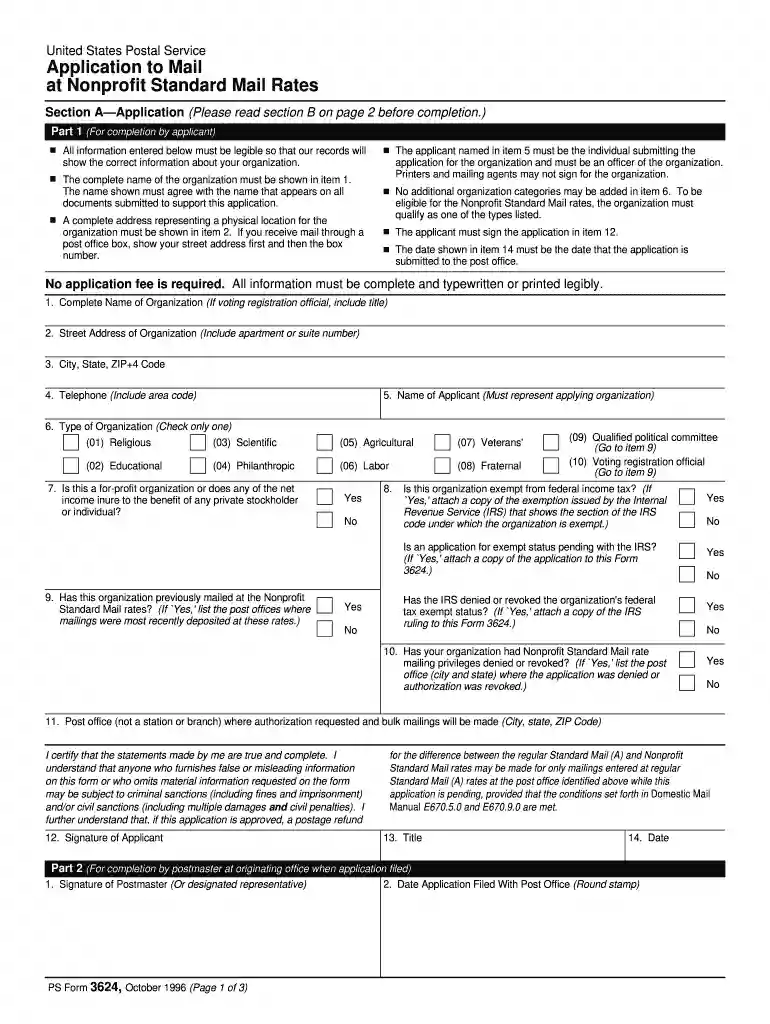 form 3624 1996 Preview on Page 1