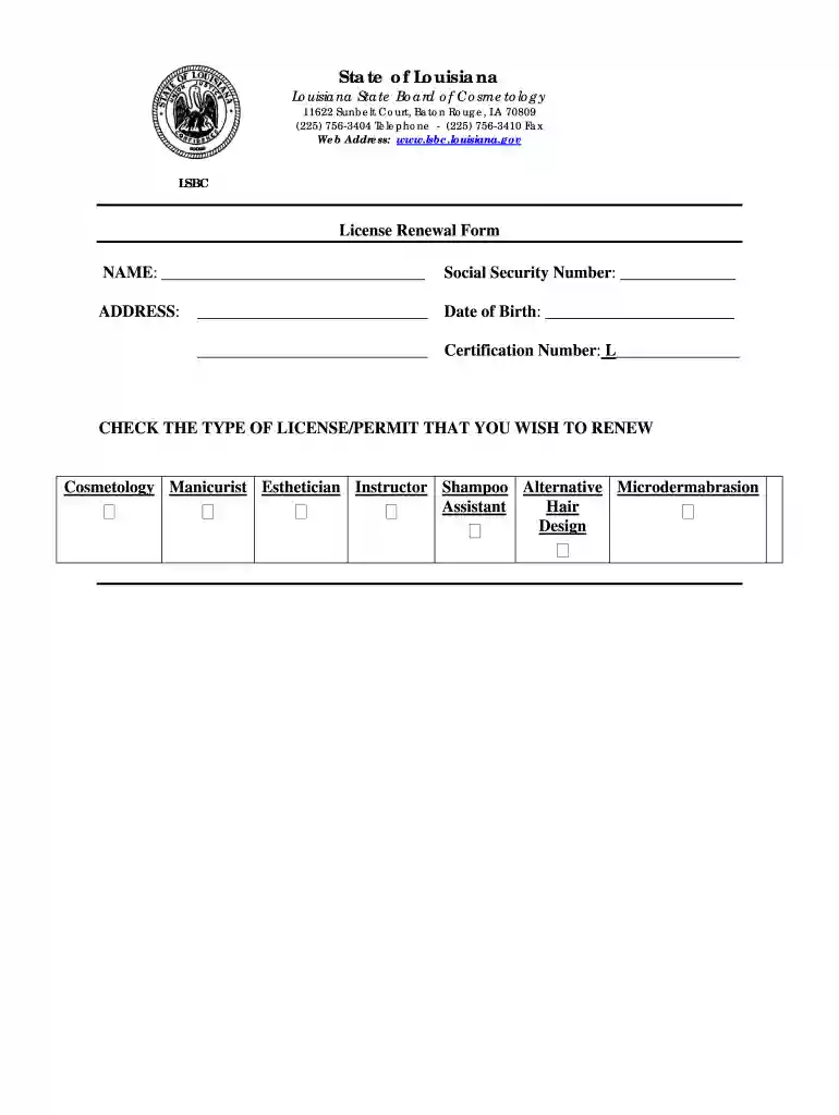louisiana state board of cosmetology Preview on Page 1