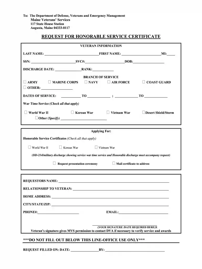 maine honorable service Preview on Page 1