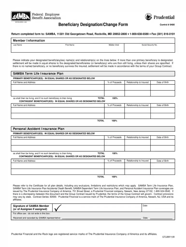 beneficiary form Preview on Page 1