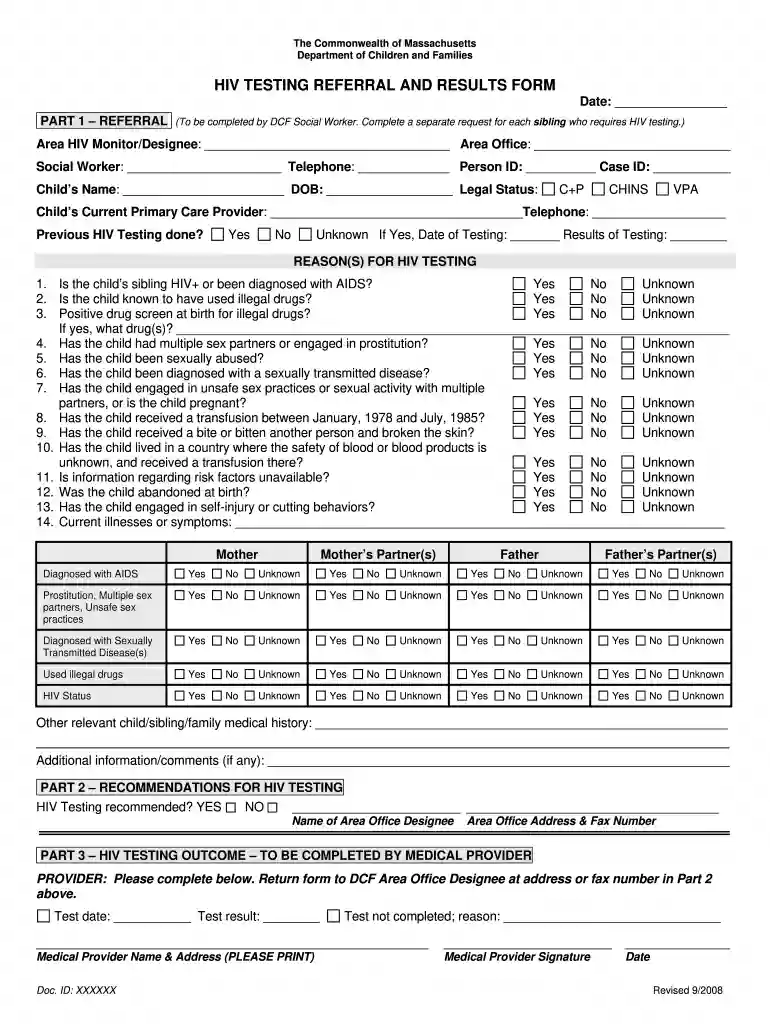 aids form Preview on Page 1