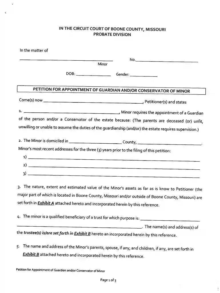free guardianship forms missouri Preview on Page 1