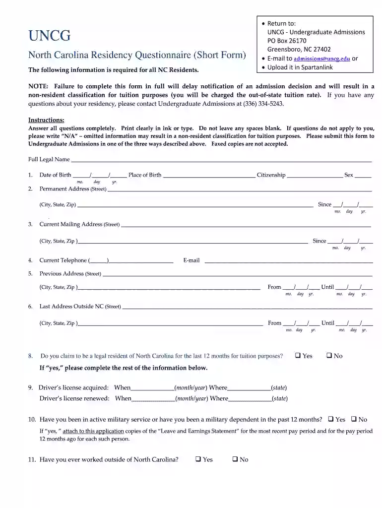 csu residence questionnaire Preview on Page 1