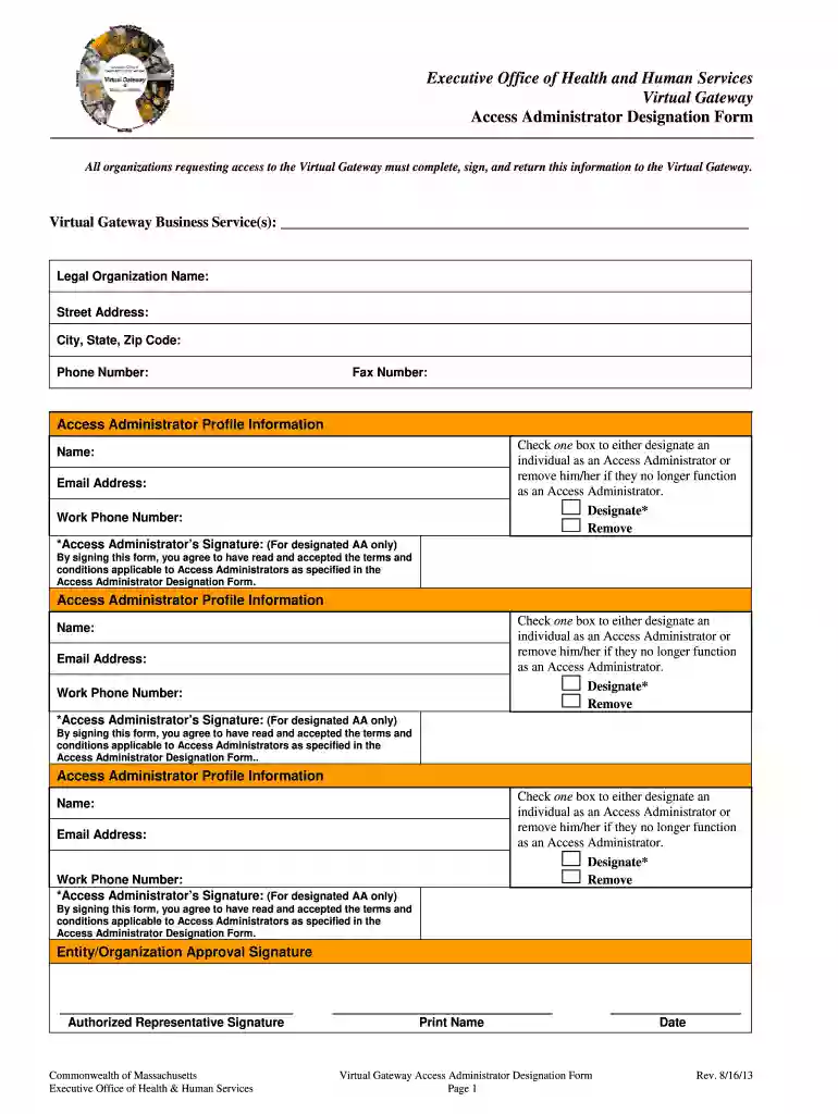 eohhs access administrator designation form 2013 Preview on Page 1