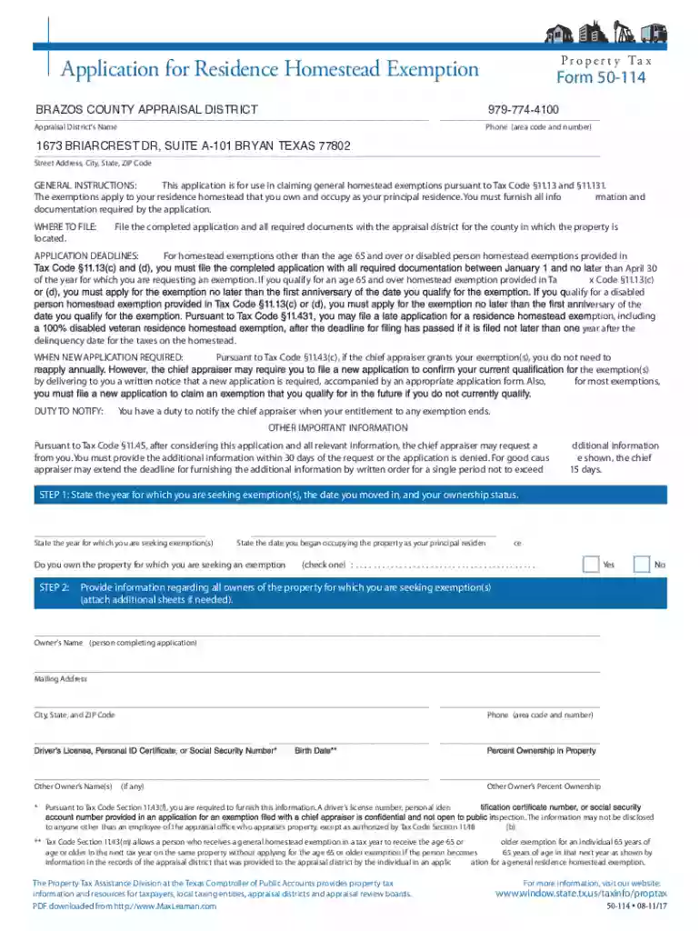 brazos county homestead exemption Preview on Page 1